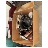 Box with cookware and books