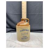 Platte Valley straight corn whiskey ceramic jug