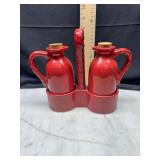 Red oil and vinegar cruet set