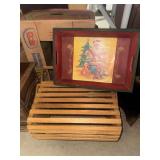 Christmas tray and wooden basket