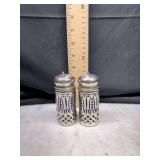 Silverplate  Over Blue Glass Salt and Pepper Shakers