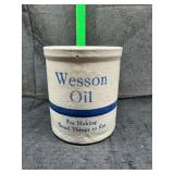 Stoneware Wesson oil crock