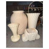 4 vintage pottery vases/planters