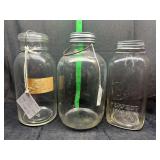 3 vintage jars 2 with bails