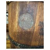 wooden barrel with Hong Kong markings