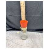 MCM orange plastic and glass hand crank grinder