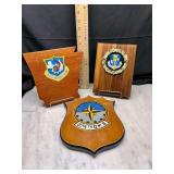 Set of 3 military wooden wall plaques