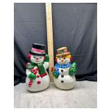 Set of 2 ceramic snowman figurines