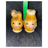 Kitschy vintage anthropomorphic corn cob salt and pepper shakers