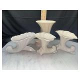 4 vintage pottery cornucopia horn vases