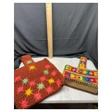 vintage crochet tote bag and woven bag boho