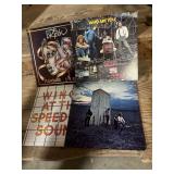 4 vinyl records- the who, wings and dr hook