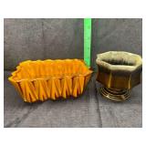 2 vintage pottery planters