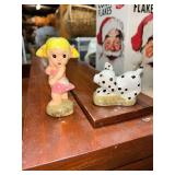 Ceramic Salt and Pepper Shakers Set Girl and Dalmatian Dog