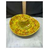 Pottery sombrero chip and dip platter