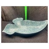 Mid century Roseville pottery capri leaf dish mottled green