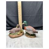 Ceramic mallard duck family figurines set of 2