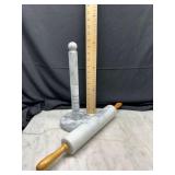 Marble paper towel holder and rolling pin