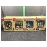 Set of 4 hand painted glass Christmas ornaments