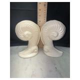 Pair of Haeger nautilus shell vases