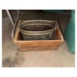 Wooden crate and metal container