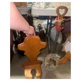 Decorative wooden shovel and oak wall sconce