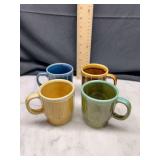 set of 4 ceramic drip glaze mugs