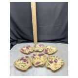 Set of 6 apple shaped floral dishes