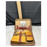 leather travel grooming kit