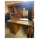 Wooden computer desk with hutch