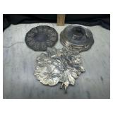 Silver plate dessert plates and trivets