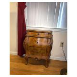 Bombay style wood nightstand with 3 drawers