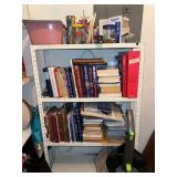 Metal Shelf with Books and Office items