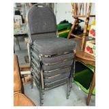 6 Chrome and Upholstered Stacking Chairs