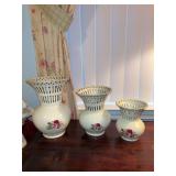 Formalities by Baum Bros porcelain pierced vases set of 3