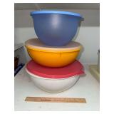 3 Large Tupperware storage bowls with lids