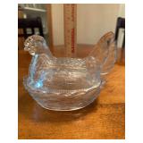 Vintage Clear Hen on Nest Basket