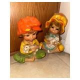 1974 Universal Statuary Chalkware boy and girl