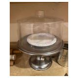 metal cake stand with acrylic cover