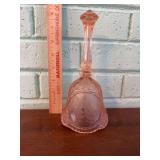 Pink Glass Bell with etched goose