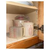 Tupperware and other vintage plastic measuring cup- Peoples Bank advertising