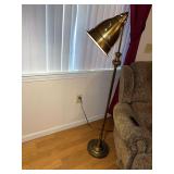 Brass floor arm lamp adjustable shade