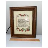Friendship strawberry cross stitch in frame