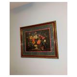 Albert Williams floral still life print in ornate frame