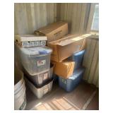 Assorted glass canning jars and storage bins