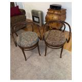 Pair of bentwood chairs with upholstered seats