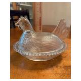 Vintage Clear Hen on Nest