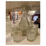 Wexford Decanter no stopper and 5 On the Rocks Glasses