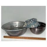 Stainless bowl and aluminum dishpan