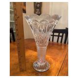 Shannon Crystal flared vase with scalloped rim